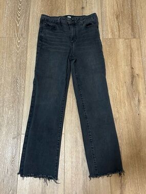 Paige Women's Black Raw-Hem Straight Jeans